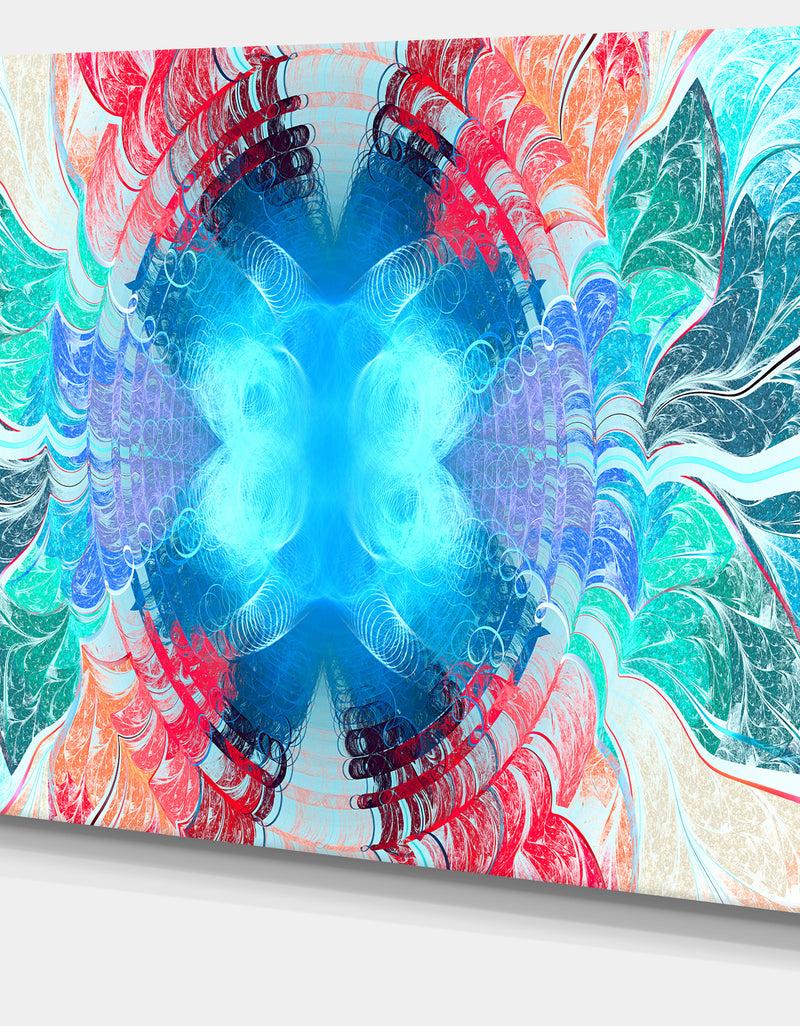 DesignQ Extraordinary Fractal Blue Texture - Large Wall Art On Canvas