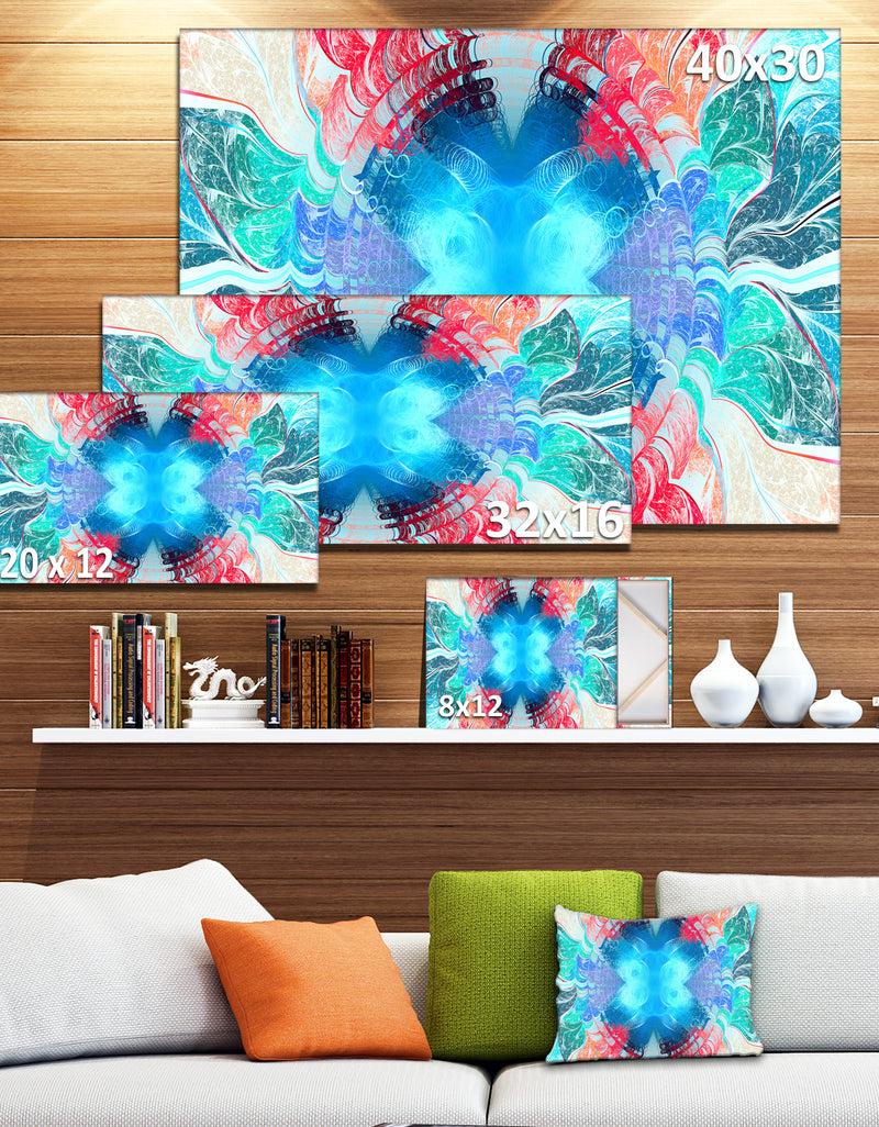 DesignQ Extraordinary Fractal Blue Texture - Large Wall Art On Canvas