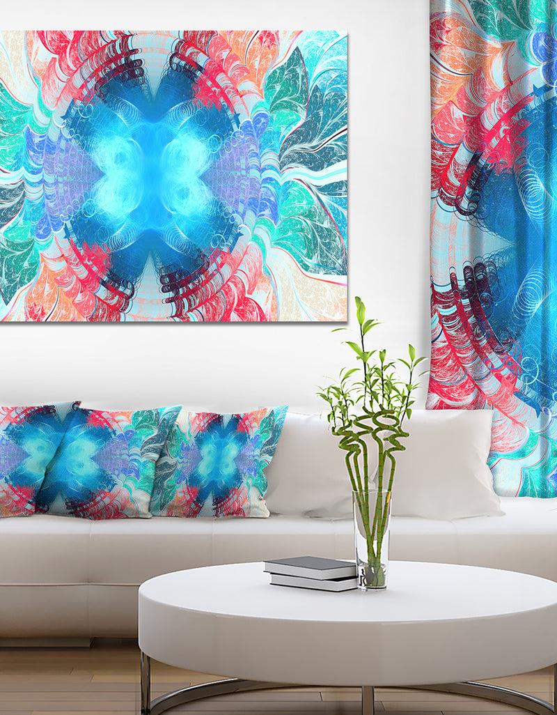 DesignQ Extraordinary Fractal Blue Texture - Large Wall Art on Canvas