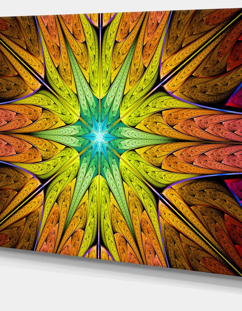 DesignQ Extraordinary Fractal Yellow Design - Large Wall Art On Canvas