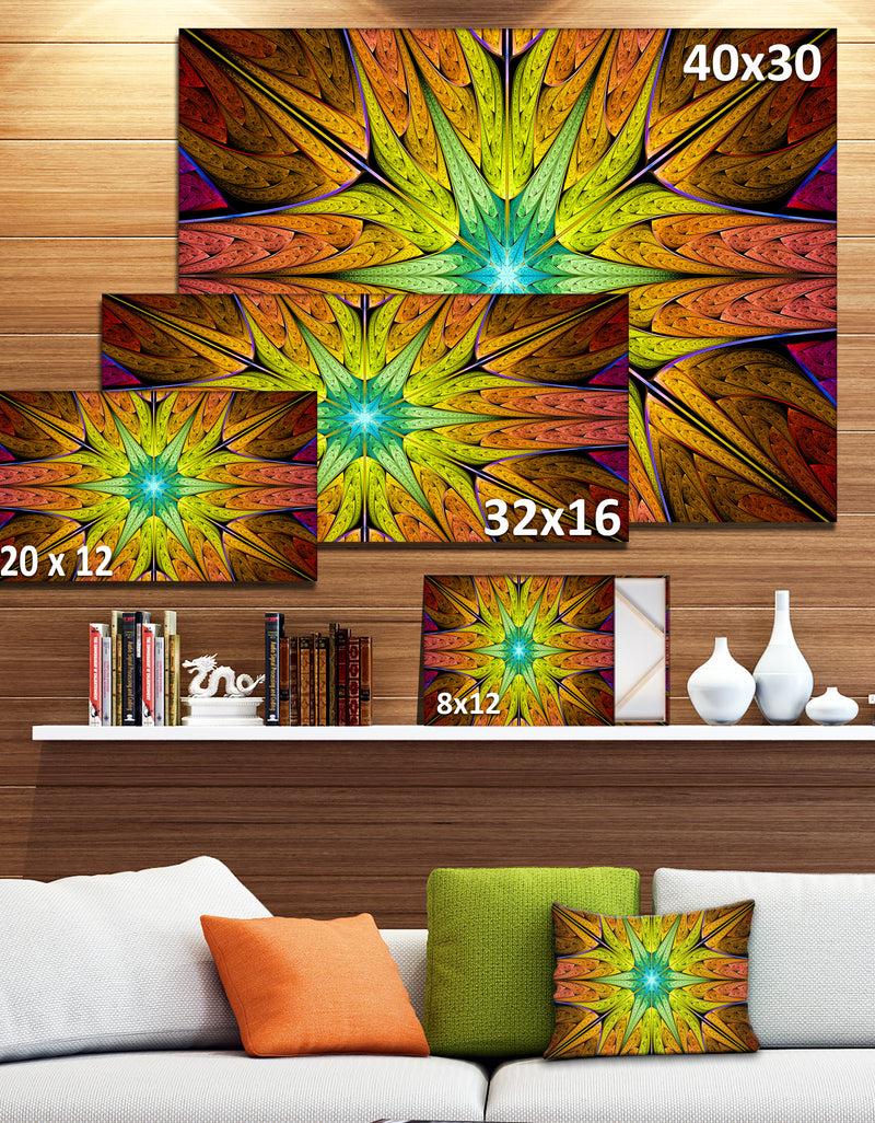 DesignQ Extraordinary Fractal Yellow Design - Large Wall Art On Canvas