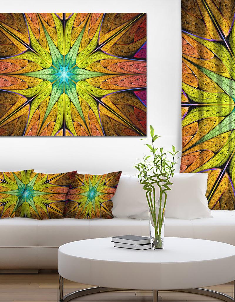DesignQ Extraordinary Fractal Yellow Design - Large Wall Art on Canvas