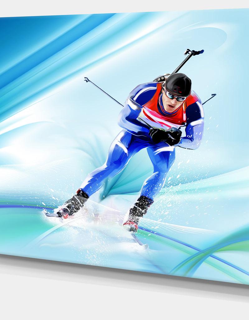 DesignQ Extreme Male Skier - Portrait Digital Art Canvas Art Print