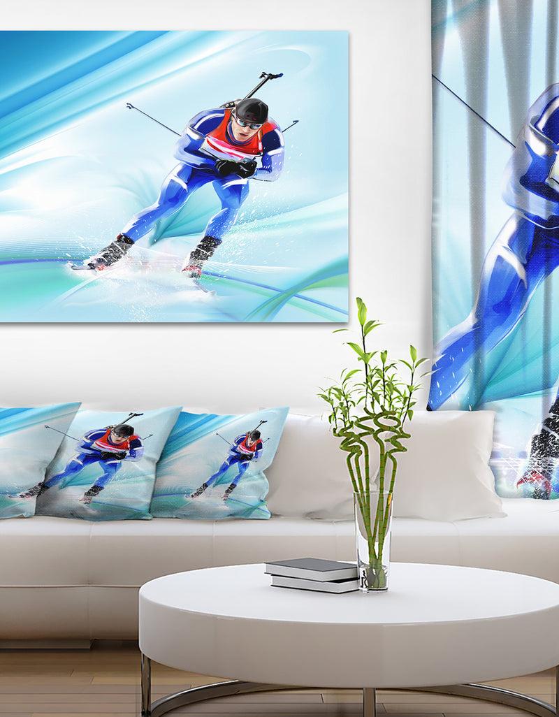 DesignQ Extreme Male Skier - Portrait Digital Art Canvas Art Print
