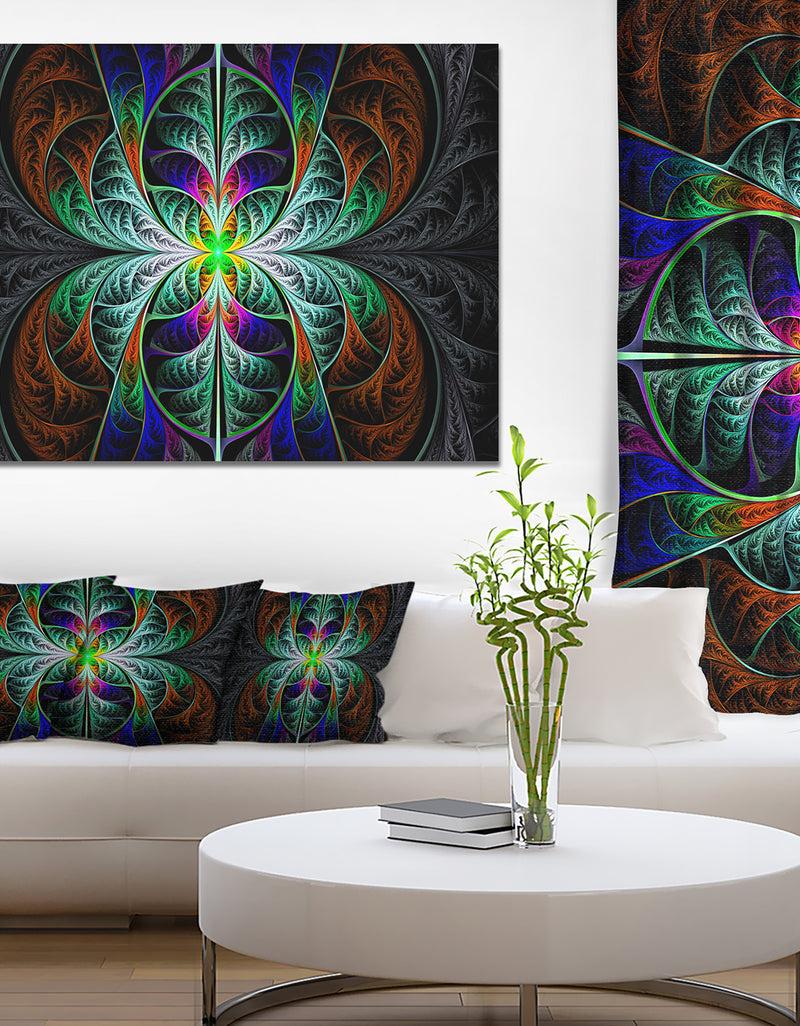 DesignQ Fabulous Blue Fractal Texture - Large Wall Art On Canvas