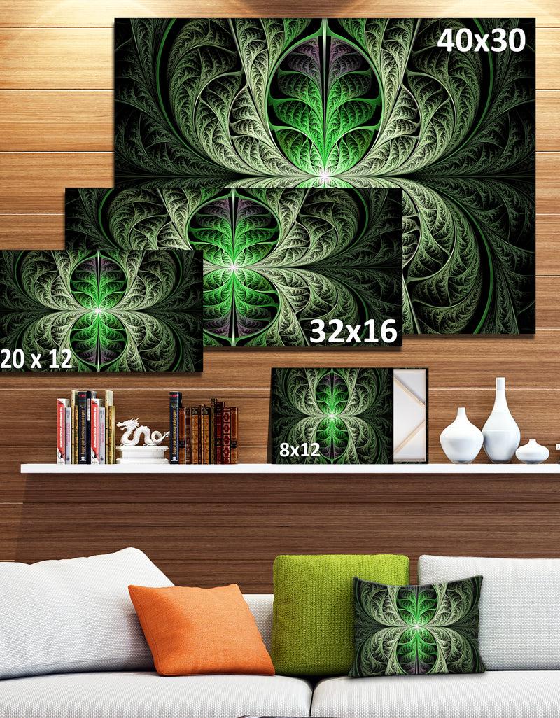 DesignQ Fabulous Green Fractal Texture - Large Wall Art On Canvas