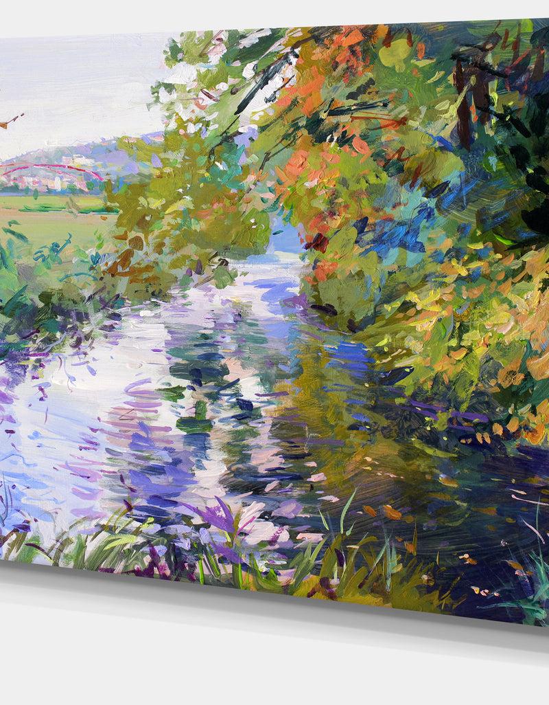 DesignQ Fall In Amazing Colors - Landscape Painting Canvas Print