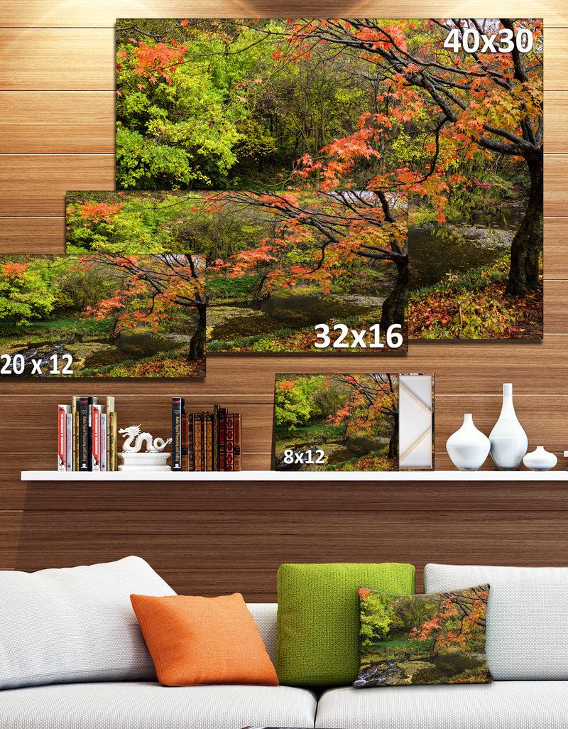 DesignQ Fall Trees In Bright Colors - Landscape Canvas Wall Artwork