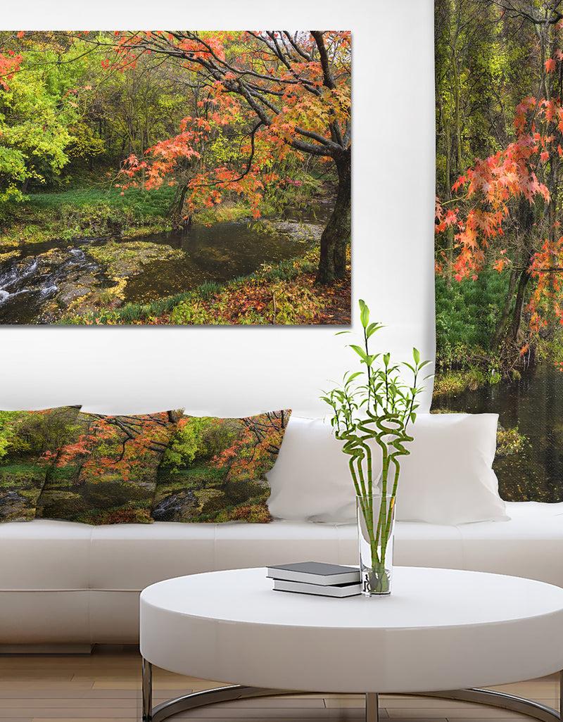 DesignQ Fall Trees in Bright Colors - Landscape Canvas Wall Artwork