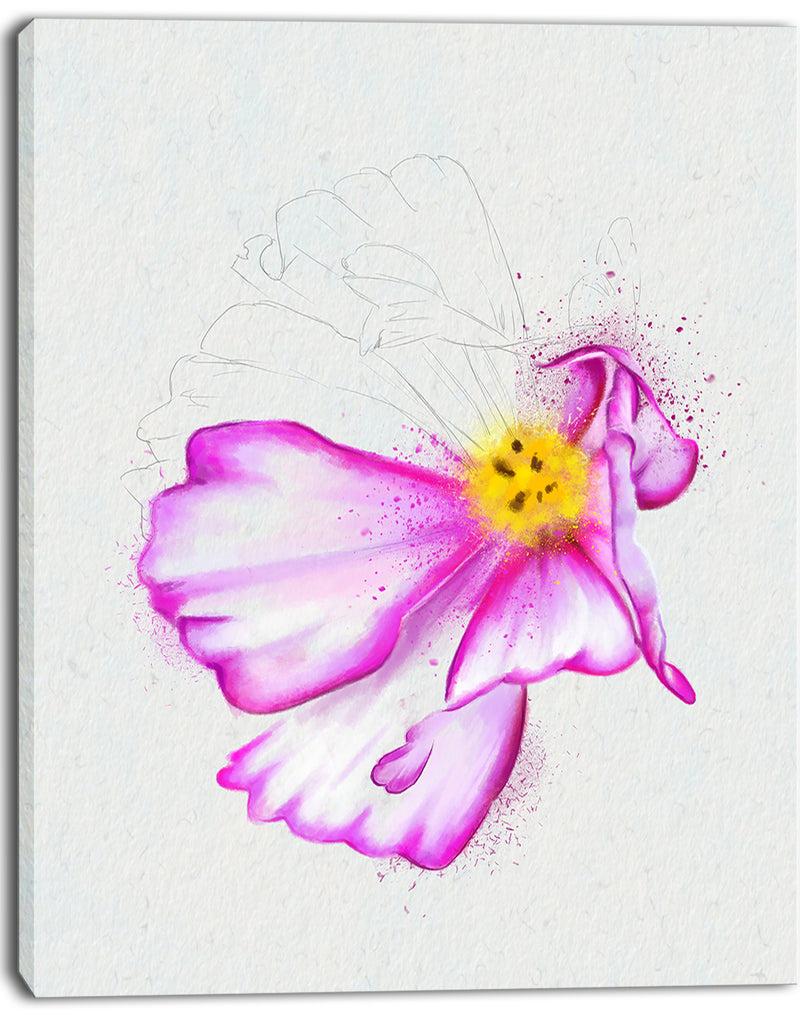 DesignQ Fantastic Pink Flower Watercolor - Extra Large Floral Canvas Art