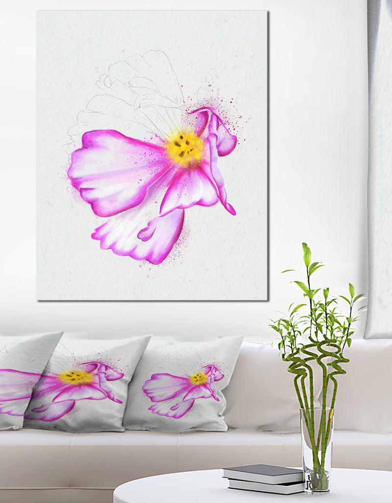 DesignQ Fantastic Pink Flower Watercolor - Extra Large Floral Canvas Art