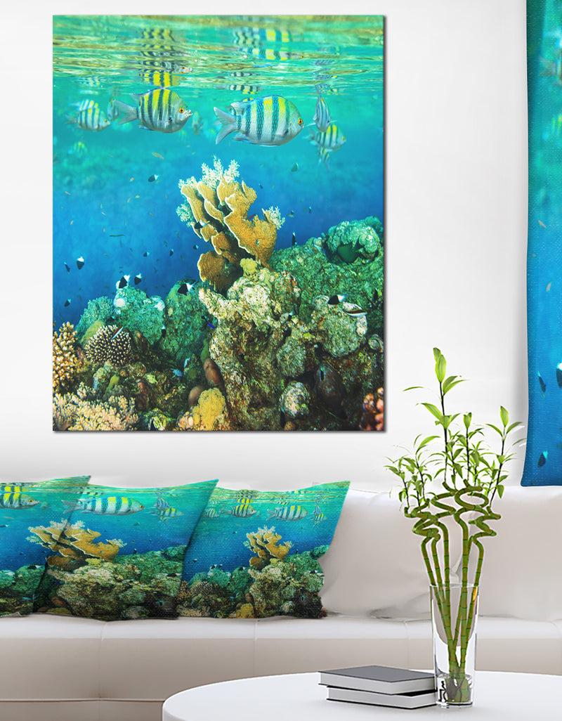 DesignQ Fantastic Red Sea Coral Fish - Seashore Wall Art Print