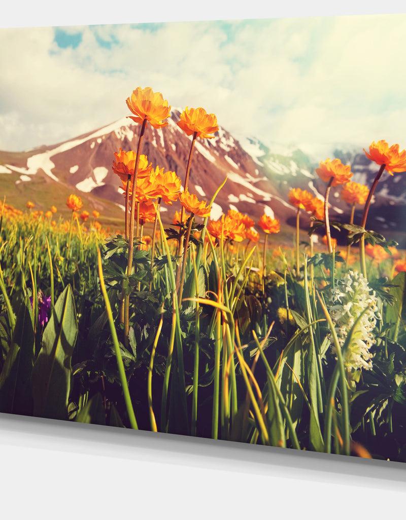 DesignQ Fantastic Yellow Flowers In Meadow - Large Flower Canvas Wall Art