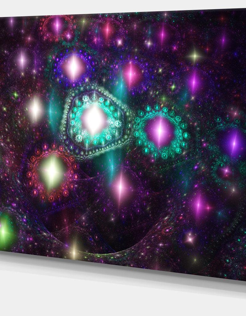 DesignQ Far Bright Colorful Space Galaxy - Extra Large Abstract Canvas Art Print