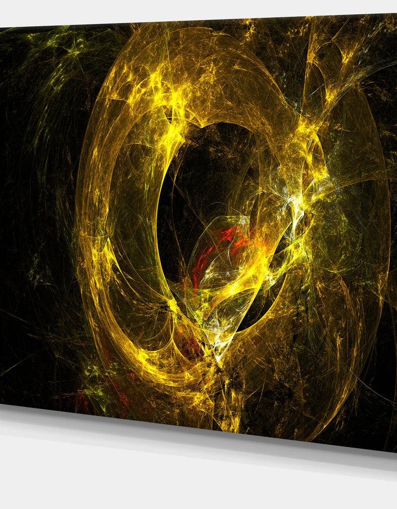 DesignQ Far Spherical Galaxy Golden - Abstract Digital Art Canvas Print
