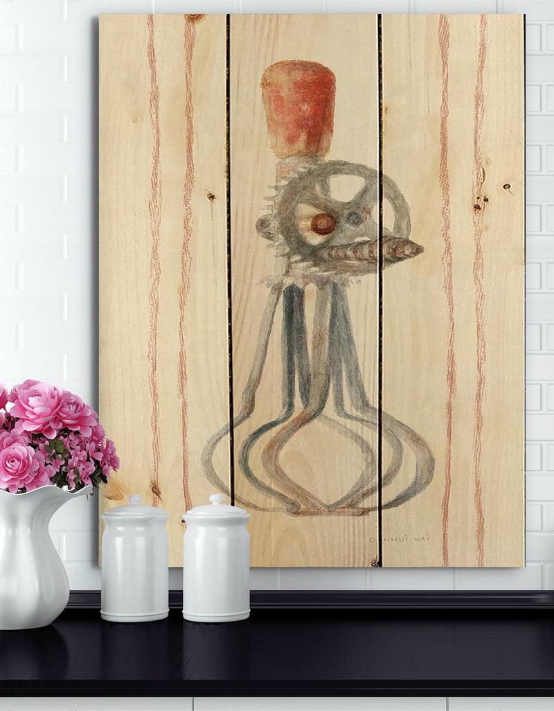 DesignQ Farm Kitchen II - Kitchen Print on Natural Pine Wood