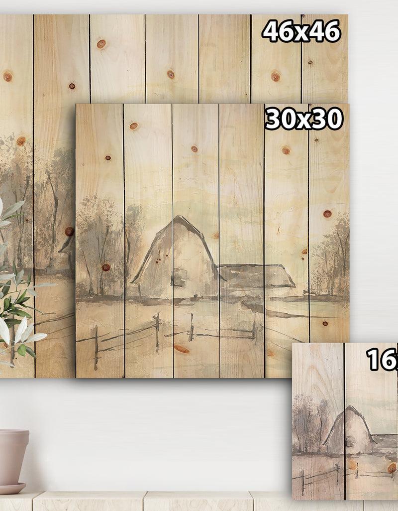 DesignQ Farmhouse Barn Grey VIII - Modern Farmhouse Print On Natural Pine Wood