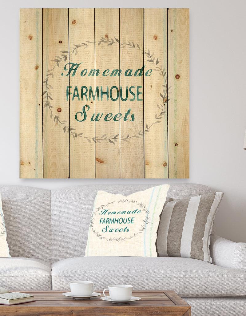 DesignQ Farmhouse Florals VIII - Farmhouse Print on Natural Pine Wood