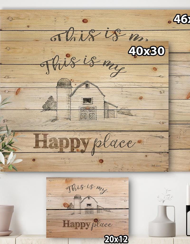 DesignQ Farmhouse Moment Barns - Farmhouse Print On Natural Pine Wood