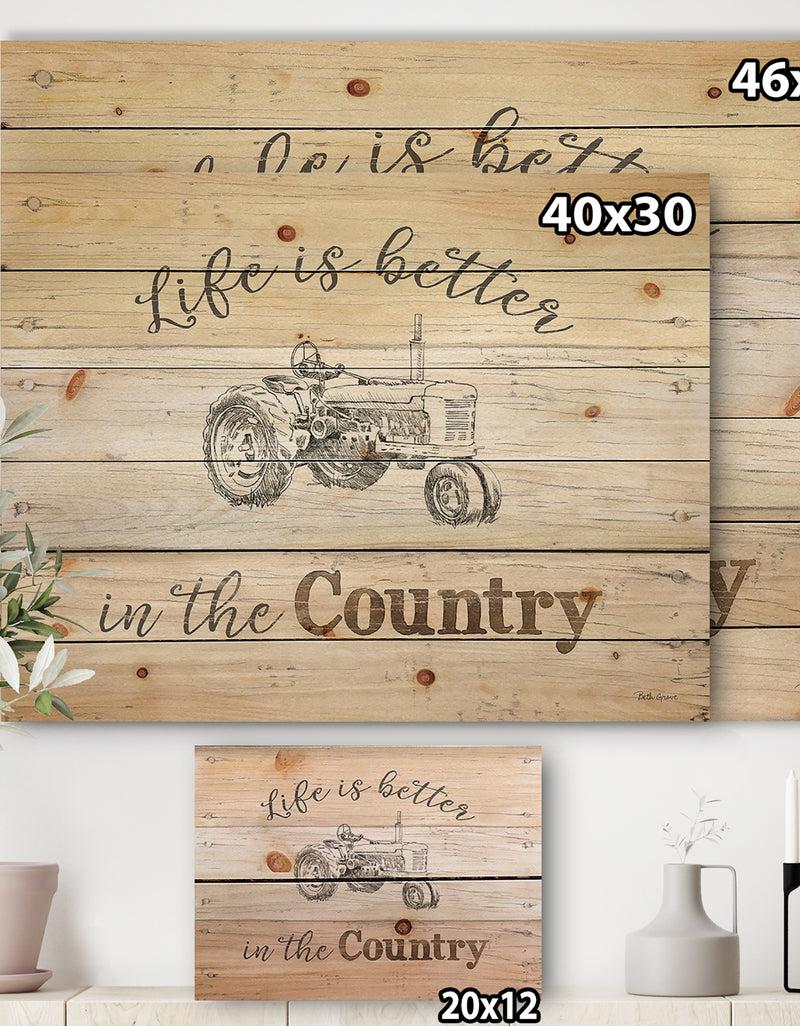 DesignQ Farmhouse Moment Tractors - Farmhouse Print On Natural Pine Wood