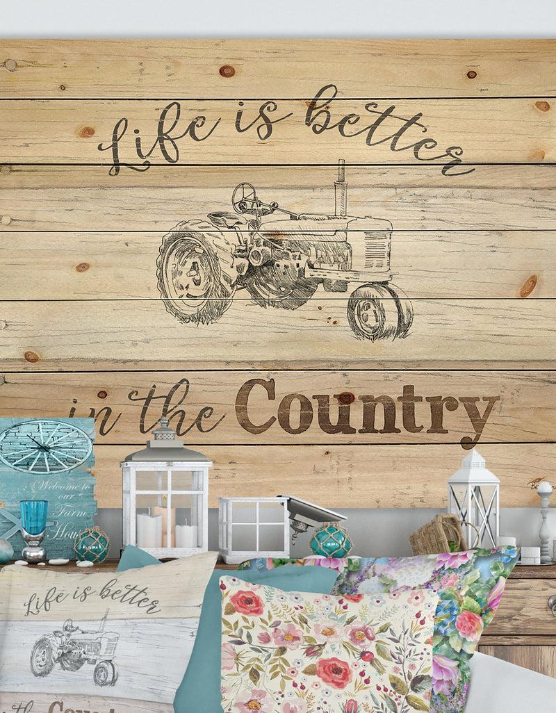 DesignQ Farmhouse Moment Tractors - Farmhouse Print on Natural Pine Wood