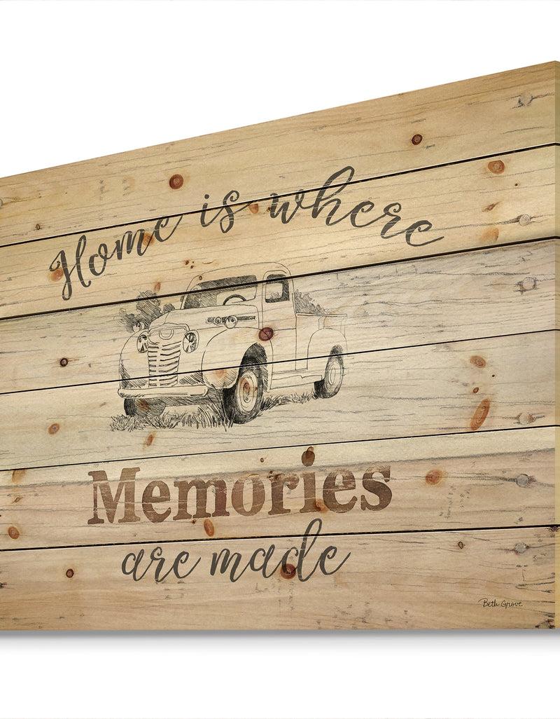 DesignQ Farmhouse Moment Truck - Farmhouse Print On Natural Pine Wood