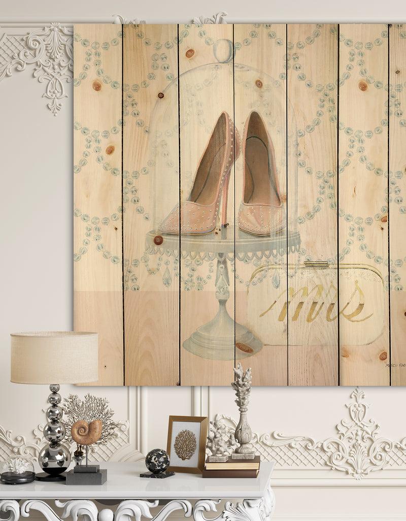 DesignQ Fashion and Glam Shoes I - Posh & Luxe Print on Natural Pine Wood