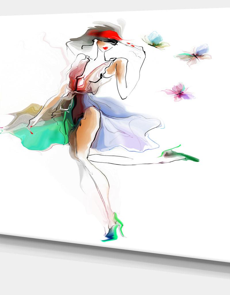 DesignQ Fashion Girl In Multiple Colors - Portrait Canvas Art Print