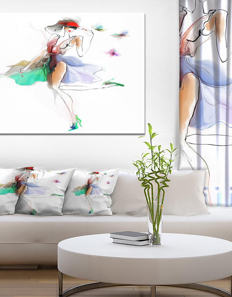 DesignQ Fashion Girl in Multiple Colors - Portrait Canvas Art Print