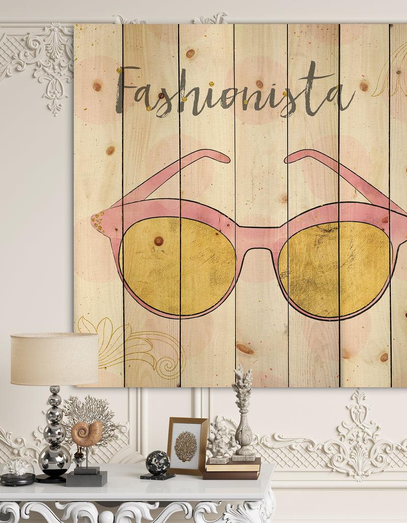 DesignQ Fashion Glam Accessories Pink - Posh & Luxe Print on Natural Pine Wood