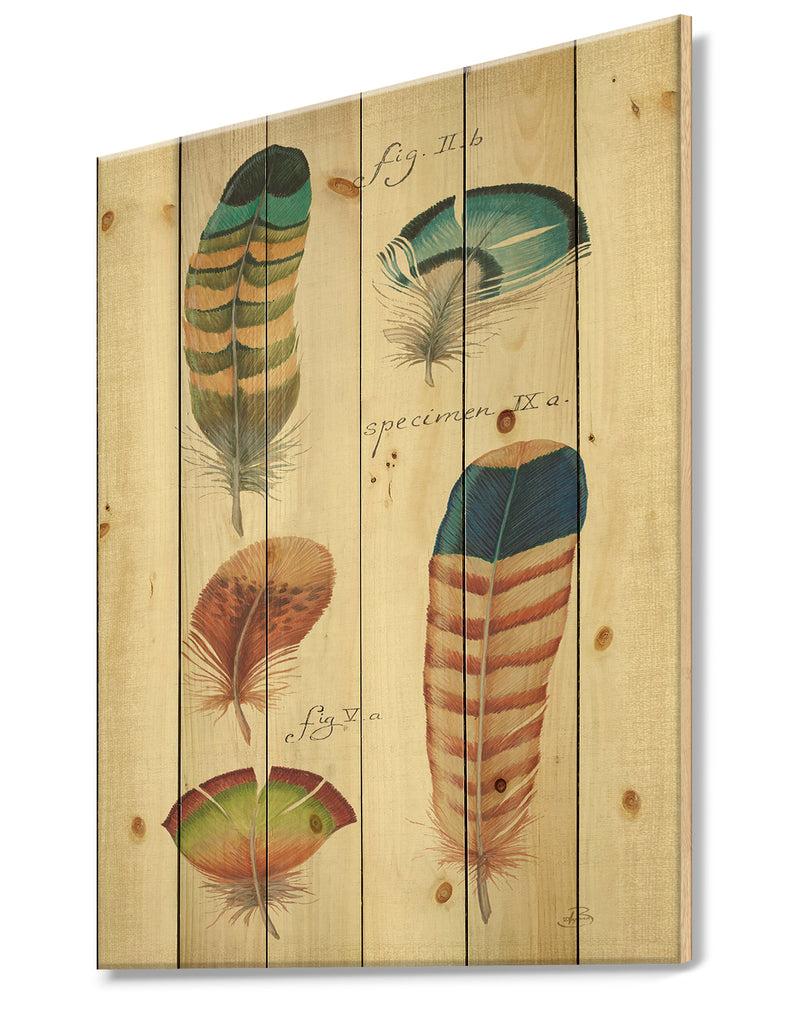 DesignQ Feathers Cottage Family II - Cabin & Lodge Print On Natural Pine Wood