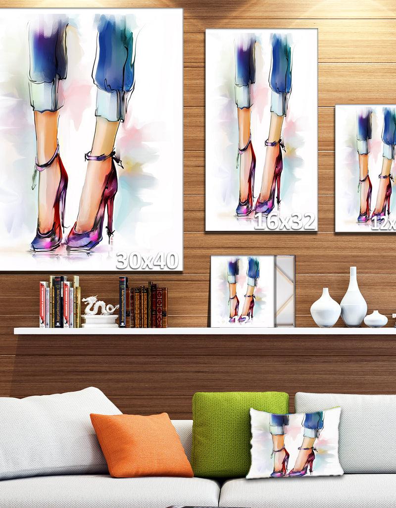 DesignQ Female Legs And Shoes - Digital Print On Canvas