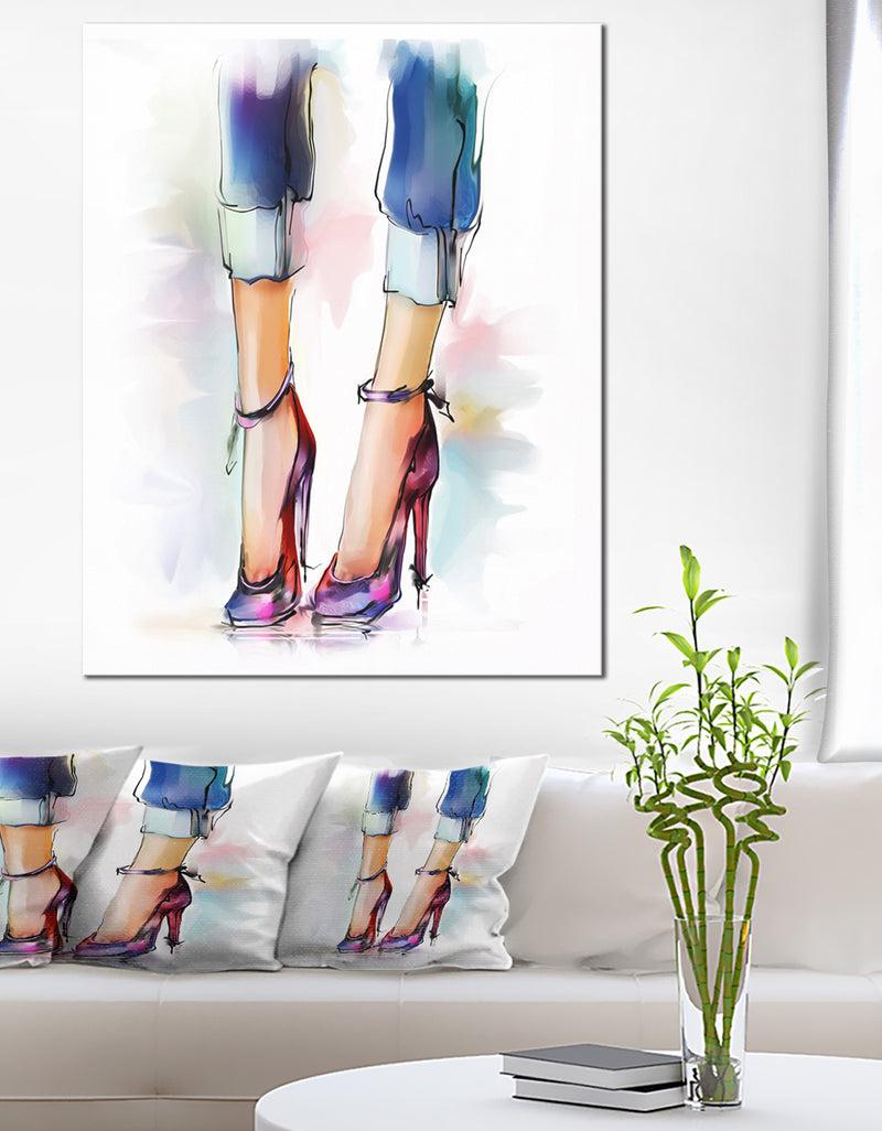 DesignQ Female Legs and Shoes - Digital Print on Canvas