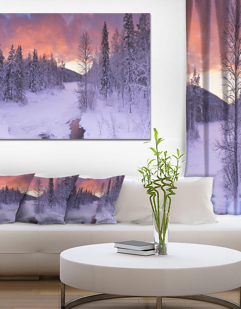 DesignQ Finnish Lapland Trees in Winter - Landscape Wall Art on Canvas