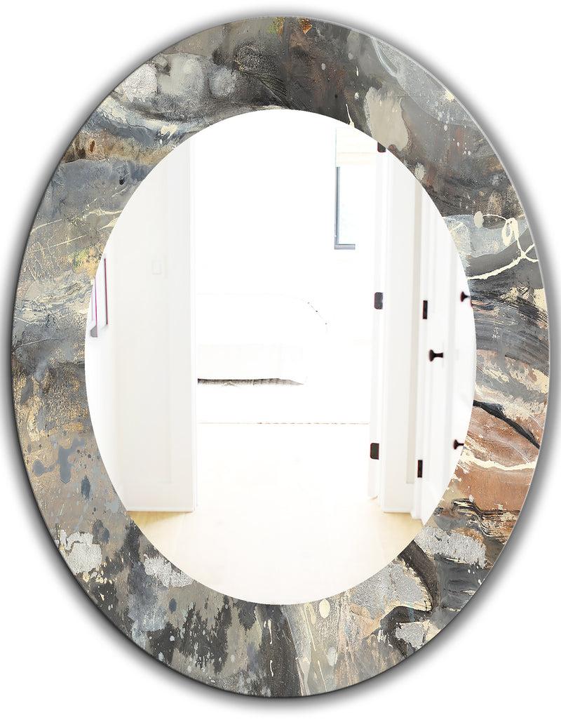 DesignQ Fire And Ice Minerals I - Farmhouse Mirror - Frameless Oval Or Round Wall Mirror