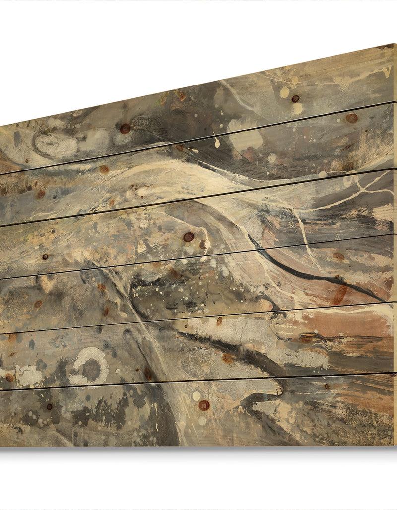 DesignQ Fire And Ice Minerals I - Farmhouse Print On Natural Pine Wood