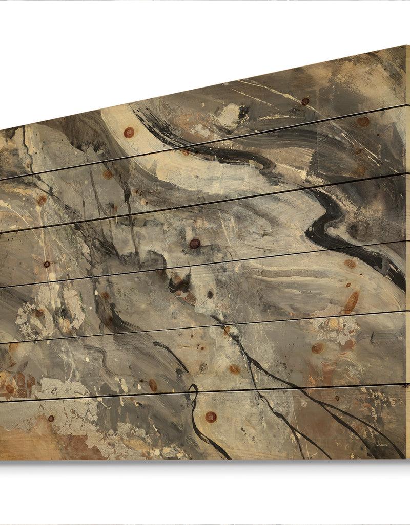 DesignQ Fire And Ice Minerals II - Farmhouse Print On Natural Pine Wood