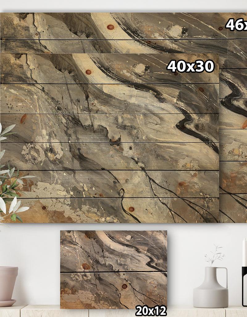 DesignQ Fire And Ice Minerals II - Farmhouse Print On Natural Pine Wood