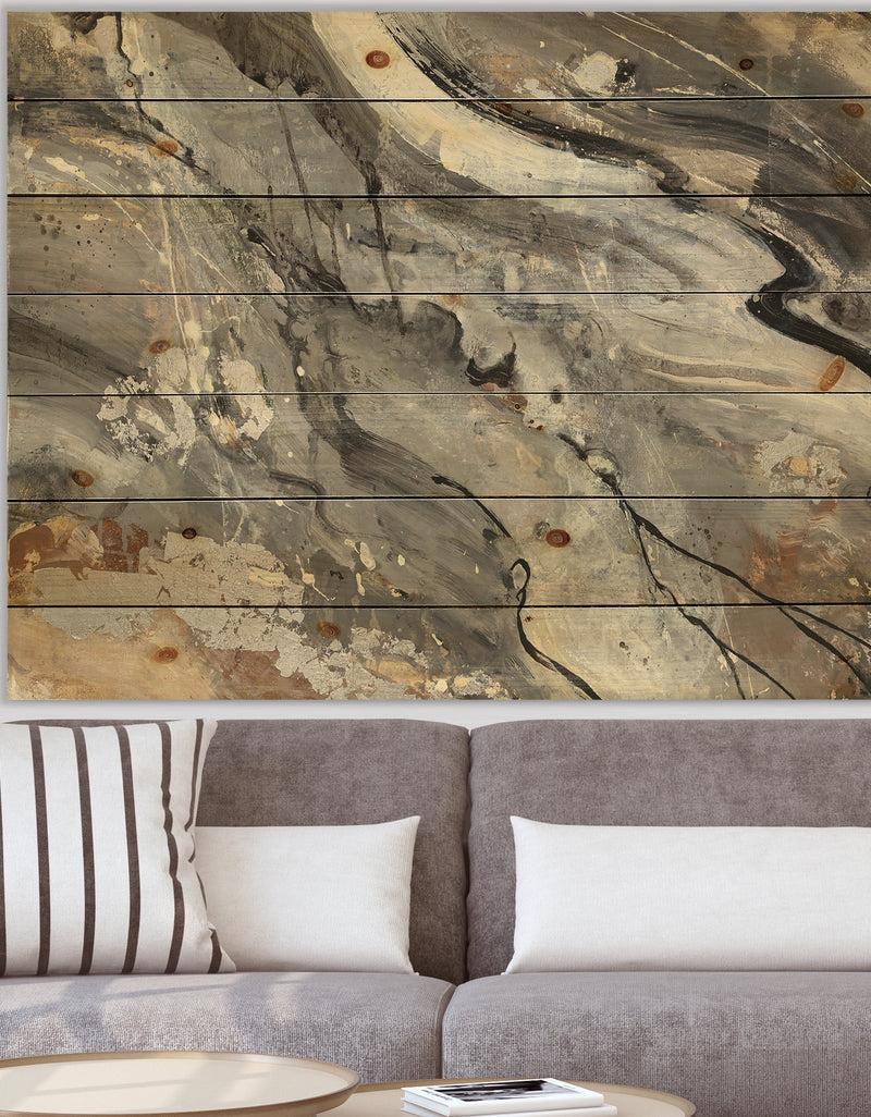 DesignQ Fire and Ice Minerals II - Farmhouse Print on Natural Pine Wood
