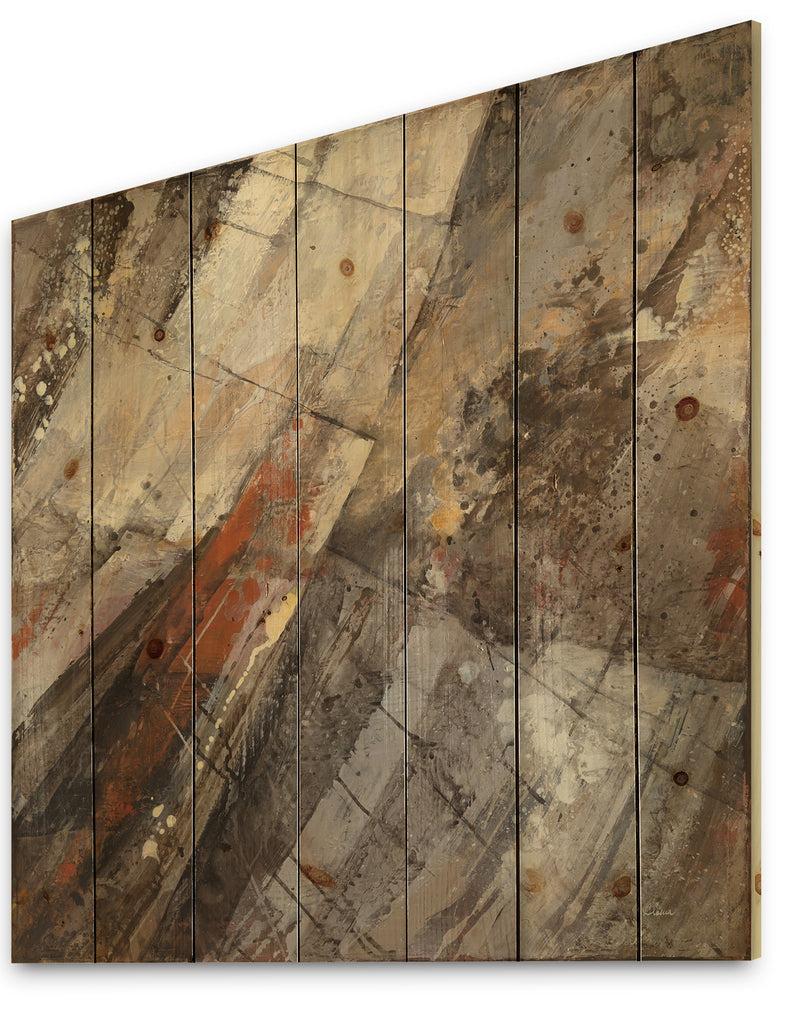 DesignQ Fire And Ice Minerals III - Farmhouse Print On Natural Pine Wood