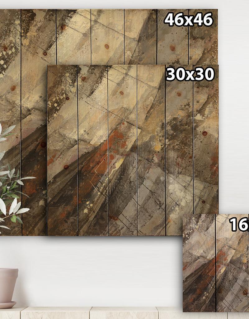 DesignQ Fire And Ice Minerals III - Farmhouse Print On Natural Pine Wood