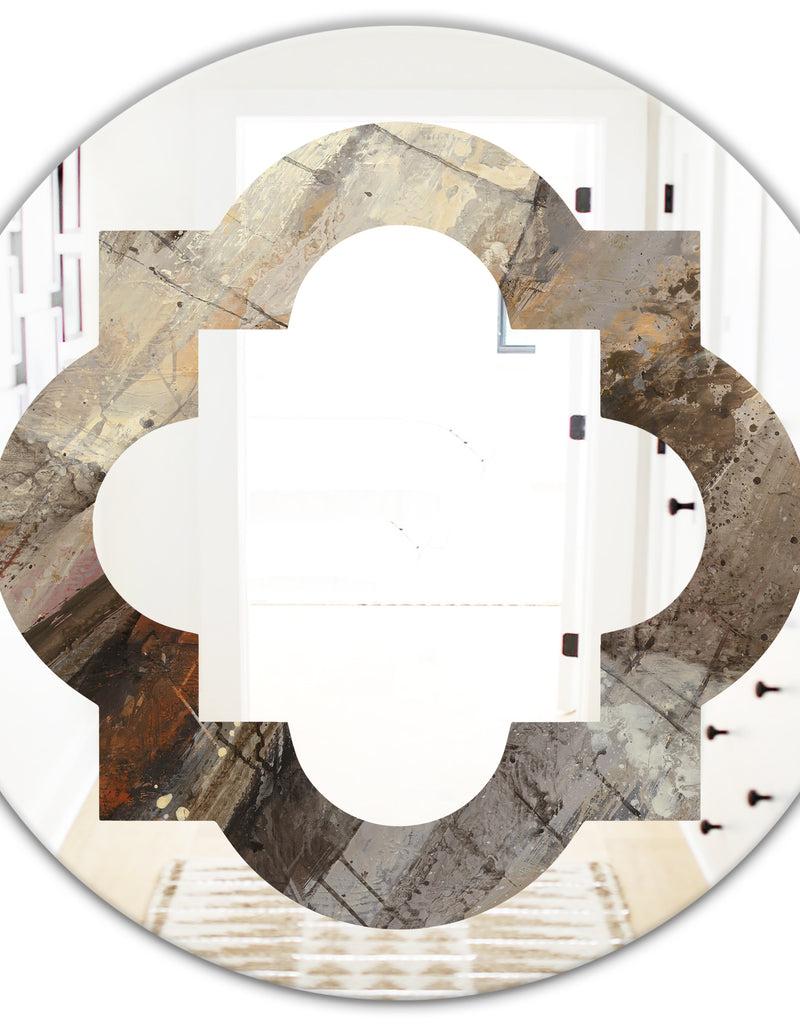 DesignQ Fire And Ice Minerals III - Modern Round Or Oval Wall Mirror - Quatrefoil