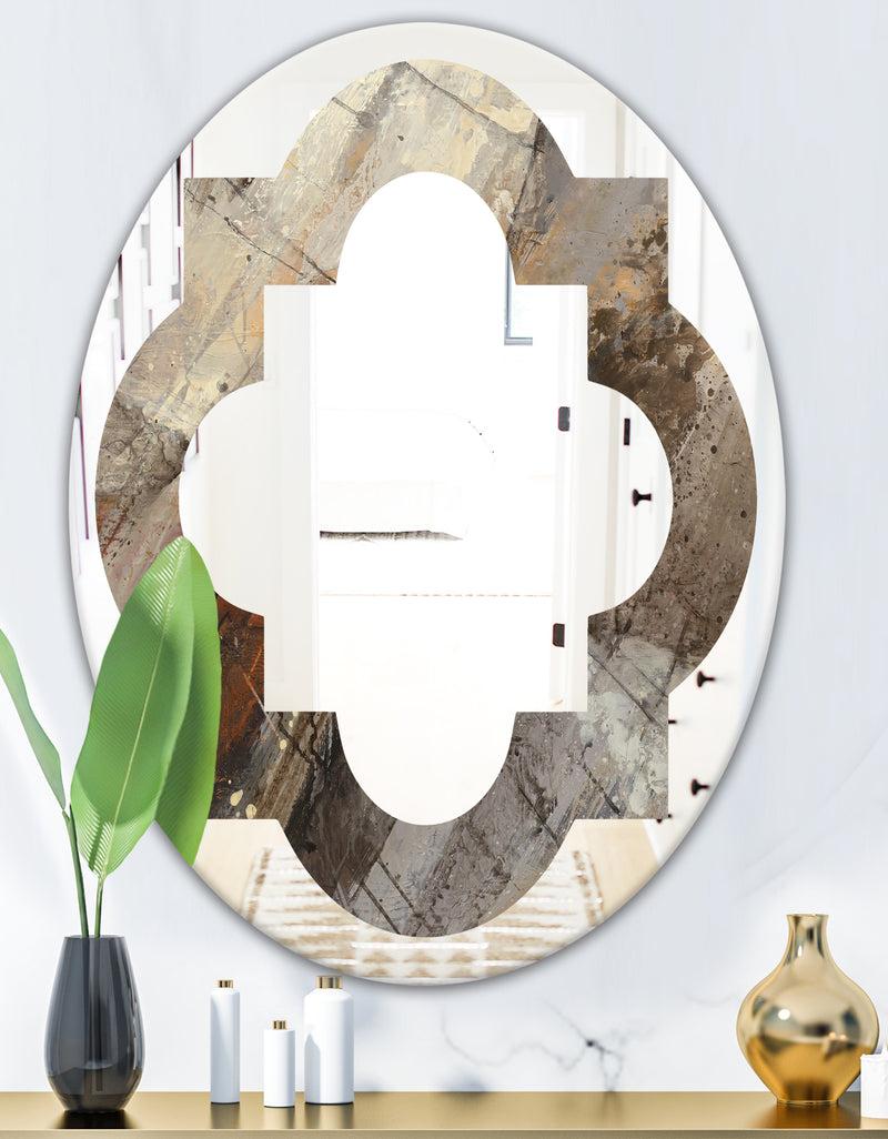 DesignQ Fire And Ice Minerals III - Modern Round Or Oval Wall Mirror - Quatrefoil