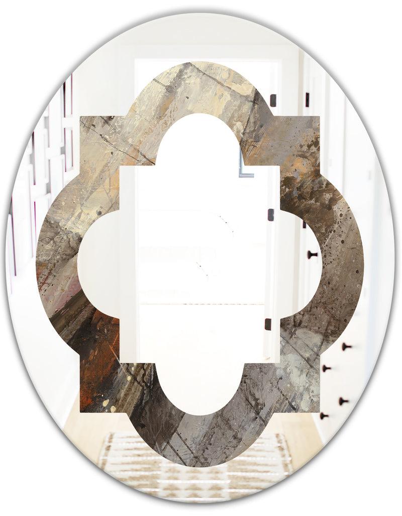 DesignQ Fire And Ice Minerals III - Modern Round Or Oval Wall Mirror - Quatrefoil