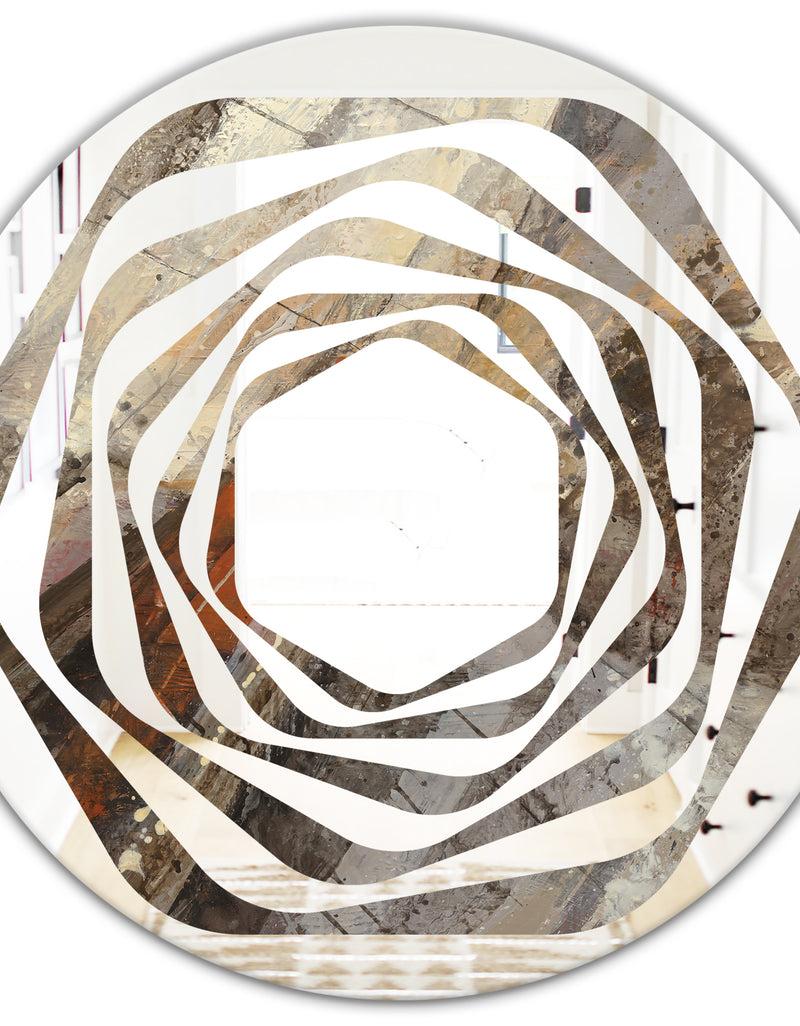 DesignQ Fire And Ice Minerals III - Modern Round Or Oval Wall Mirror - Whirl