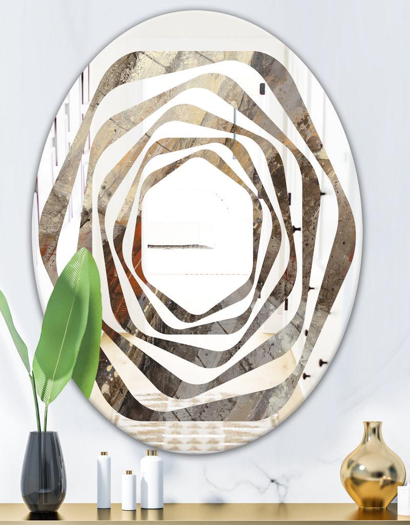 DesignQ Fire And Ice Minerals III - Modern Round Or Oval Wall Mirror - Whirl