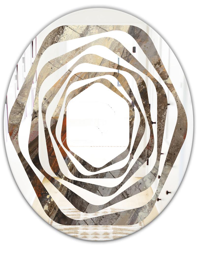 DesignQ Fire And Ice Minerals III - Modern Round Or Oval Wall Mirror - Whirl