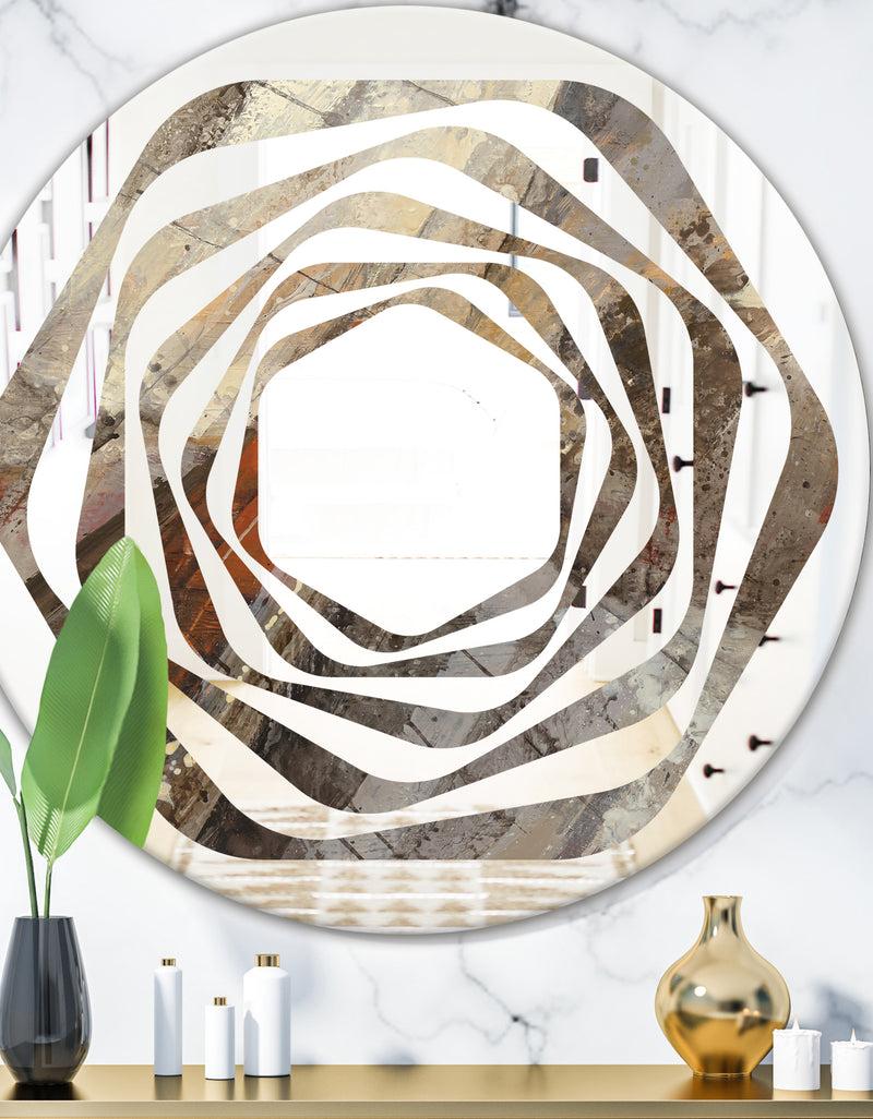 DesignQ Fire and Ice Minerals III - Modern Round or Oval Wall Mirror - Whirl
