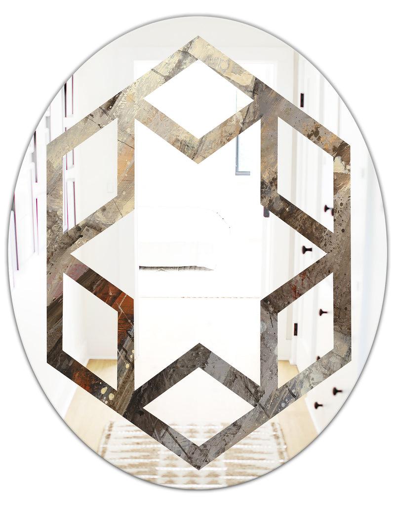DesignQ Fire And Ice Minerals III - Modern Round Or Oval Wall Mirror - Hexagon Star