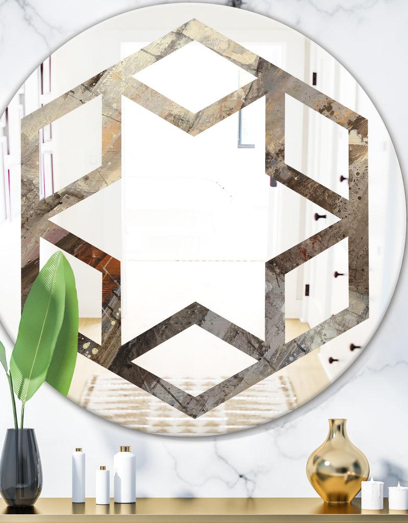 DesignQ Fire and Ice Minerals III - Modern Round or Oval Wall Mirror - Hexagon Star